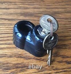 1930s 1940s 1950s Ford Lincoln Mercury SPARE TIRE LOCK withLOGO KEYS vtg NOS