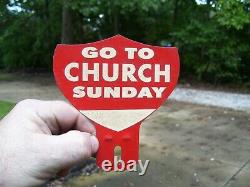 1950s Original Go Church Sunday License Plate Topper Vintage Chevy Ford Jalopy