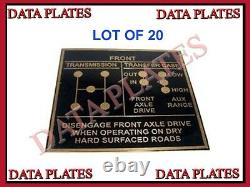 20X Best Quality Ford Gpw Gpa Shift Pattern DataPlate Brass For Jeep Willys G503
