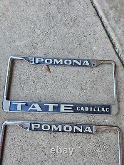 2,1960s Vintage Original Tate Cadillac Dealership License Plate FramesPomona Ca