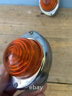 (2) Beautifully- Made NOS KD725 Amber GLASS Lens Marker Lights-Air Stream, Rv
