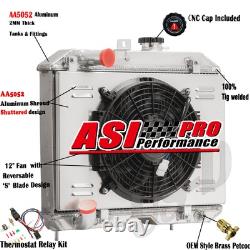 3Row Aluminum Radiator Shroud Fan Fit 1941-52 Jeep Willys MB/CJ-2A/M38 Ford GPW