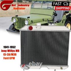 3 Rows Aluminum Radiator For 1941-1952 47 Jeep Willys MB/CJ-2A/M38 & Ford GPW US