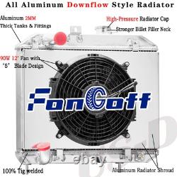 4 ROW Aluminum Radiator Shroud Fan Fit 41-1952 Jeep Willys MB/CJ-2A/M38 Ford GPW