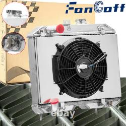 4 ROW Aluminum Radiator Shroud Fan For 1941-52 Jeep Willys MB/CJ-2A/M38 Ford GPW