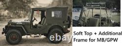 Canvas Soft Top for Willys Jeep MB Ford GPW Hotchkiss OD Green Brown Grey Black