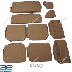 Complete Canvas Seat Cushion Set Tan Color For Willys Jeeps Ford MB GPW NEW
