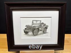 Drawing of a 1941 1945 Ford GPW Willys MB Jeep Graphite Pencil Sketch Picture