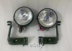 Fit For Willys Jeep MB Ford GPW Headlight Light with Bracket Pair Left & Right