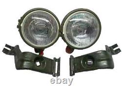 Fits For Willys Jeeps MB Ford Gpw Headlight Light + Bracket Pair Left & Right