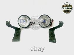 Fits For Willys Jeeps MB Ford Gpw Headlight Light + Bracket Pair Left & Right
