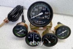 For Willys MB Jeep Ford GPW Miles Speedometer Temp Oil Fuel Amp-OLIVE Gauges Kit