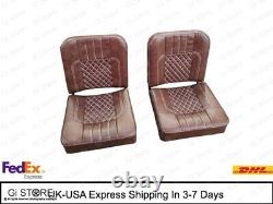 Front Seat Cushion Set For MILITARY JEEP FORD WILLYS MB GPW Brown Diamond Cut