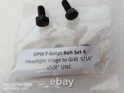 Jeep Ford Gpw WW2 F Script 16 Location Bolts (Set Of 107) high quality repro