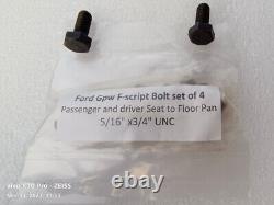 Jeep Ford Gpw WW2 F Script 16 Location Bolts (Set Of 107) high quality repro