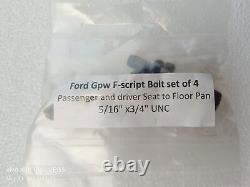 Jeep Ford Gpw WW2 F Script 9 Location Body Bolts (Set Of 59) high quality repro