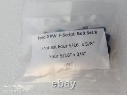 Jeep Ford Gpw WW2 F Script 9 Location Body Bolts (Set Of 59) high quality repro