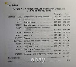 Jeep Willys MB Ford GPW 1/4 ton 4x4 Truck Owner, Parts & Service Manual 1944 War