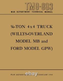 Maintenance Manual for 1940-1945 Willys MB, Ford GPW, Military Jeep