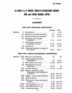 Maintenance Manual for 1940-1945 Willys MB, Ford GPW, Military Jeep
