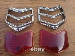 NOS Original 1940 Ford Tail Lights Duolamp Glass taillights Trim Stainless