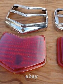 NOS Original 1940 Ford Tail Lights Duolamp Glass taillights Trim Stainless