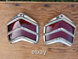 NOS Original 1940 Ford Tail Lights Duolamp Glass taillights Trim Stainless