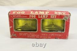 NOS Vintage Car Truck Accessory Glass Amber Lens Chrome Fog Light Lamp Pair