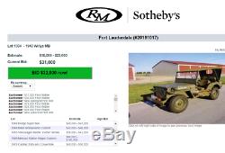 ORIGINAL RUNNING WWII US ARMY 1944 WILLYS MB Military JEEP FORD GPW Marine Truck