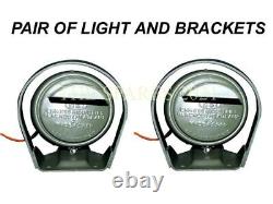 Pair Of Ford Jeep Willys Drive Head Lamp+bracket Unit 41-45 Gpw 4.5 (u)