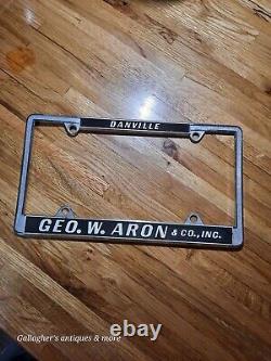 Rare Geo W. Aron & Co Packard Studebaker Willy's Danville Dealership Plate Frame