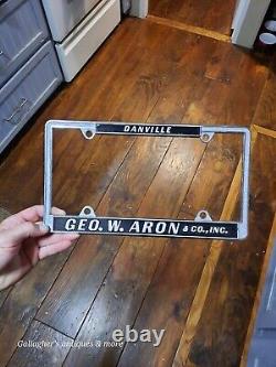 Rare Geo W. Aron & Co Packard Studebaker Willy's Danville Dealership Plate Frame