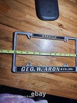 Rare Geo W. Aron & Co Packard Studebaker Willy's Danville Dealership Plate Frame