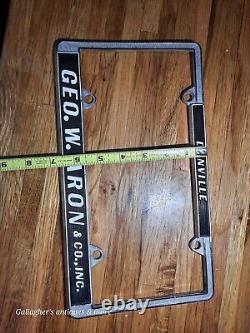 Rare Geo W. Aron & Co Packard Studebaker Willy's Danville Dealership Plate Frame