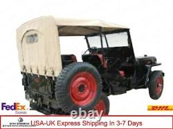 SUMMER SOFT TOP FITS ON STRAIGHT BOWS FOR JEEP WILLYS CJ2A 1945-1949-OD Green