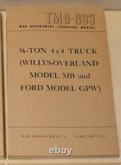 Service Manual for Ford GPW Willys MB Jeep, TM9-803 Official US Gov Reprint 1947