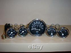 Speedometer Temp Oil Fuel Amp Gauge Set Chrome BL for Willys MB Jeep Ford CJ GPW