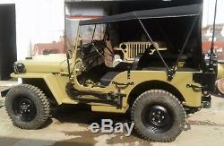 Stitched Canvas Soft Top For Jeep Ford Willys MB Gpw 1941-1948 Khaki & Black