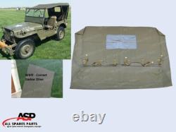 Summer Soft Top For Jeep Willys Ford MB GPW G-503-Correct Olive Green-in Canvas