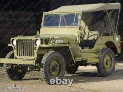 Summer Soft Top For Jeep Willys Ford MB GPW G-503-Correct Olive Green-in Canvas