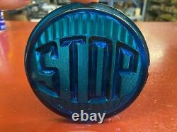 Vintage Blue Glass Stop Tail Light Lens Bomb Gasser Scta Rat Rod Accessory