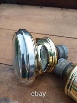 Vintage Early Antique Brass Headlights Cadillac Cowl Lights Grey & Davis 1910's