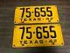 Vintage Ford Chevy Dodge 1942 Texas License Plate Frames Matching Pair Original