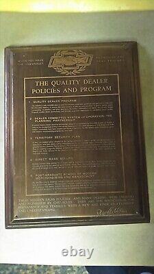 Vtg 1930-40 CHEVROLET Dealership Quality Dealer Program Sign Plaque Wm Holler GM