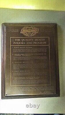 Vtg 1930-40 CHEVROLET Dealership Quality Dealer Program Sign Plaque Wm Holler GM