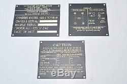 Willys MB G503 Canadian 242 Contract BRASS Data Plate Set Ford GPW JEEP WW2
