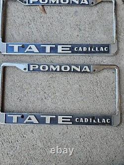 Cadillac Vintage Original Tate 1960s cadres de plaque d'immatriculation de concessionnaire de la concession Tate Cadillac de Pomona, Californie