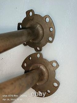 Jeep Early Ford GPW WWII G503 Original Scalloped VEP Axles Shaft Set F Marked translates to 'Ensemble d'essieux d'origine Jeep Early Ford GPW WWII G503 Scalloped VEP marqués F' in French.