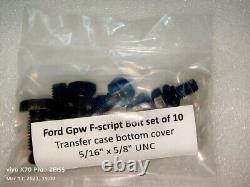 Jeep Ford Gpw WW2 G503 F Script 7 Emplacements de Vis (Ensemble de 48) reproduction de haute qualité