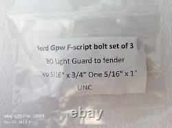 Jeep Ford Gpw Ww2 F Script 9 Emplacement Body Bolts (set Of 59) Repro De Haute Qualité